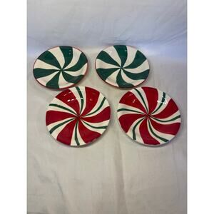Nantucket Home for Christmas-Christmas candy cane swirl dessert plates-set of 4